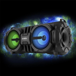 Беспроводная колонка Sven PS-485 Black (SV-017408) (портативная, 2x14W, Bluetooth, USB, microSD, FM, Li-Ion, 7.4В, 2000мА*ч, подсветка, функция караоке, 90 – 20 000Гц)