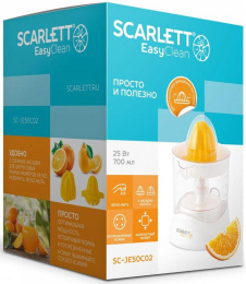 Соковыжималка SCARLETT SC-JE50C02, цитрусовая, белый и желтый