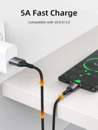 Кабель CABLETIME CA50H (CT-AMCM5A-AG1) 1 м, 5A USB A до USB C, нейлоновый, черный