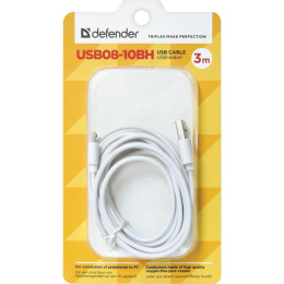 Defender USB кабель USB08-10BH USB2.0 белый, AM-MicroBM, 3м 87468