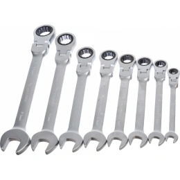 Набор комбинированных шарнирных ключей с трещоткой Gigant 8 шт, Сталь Cr-V, 8-19мм, GCWSMH 8