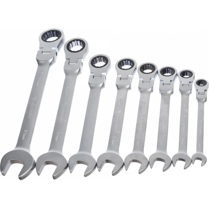 Набор комбинированных шарнирных ключей с трещоткой Gigant 8 шт, Сталь Cr-V, 8-19мм, GCWSMH 8