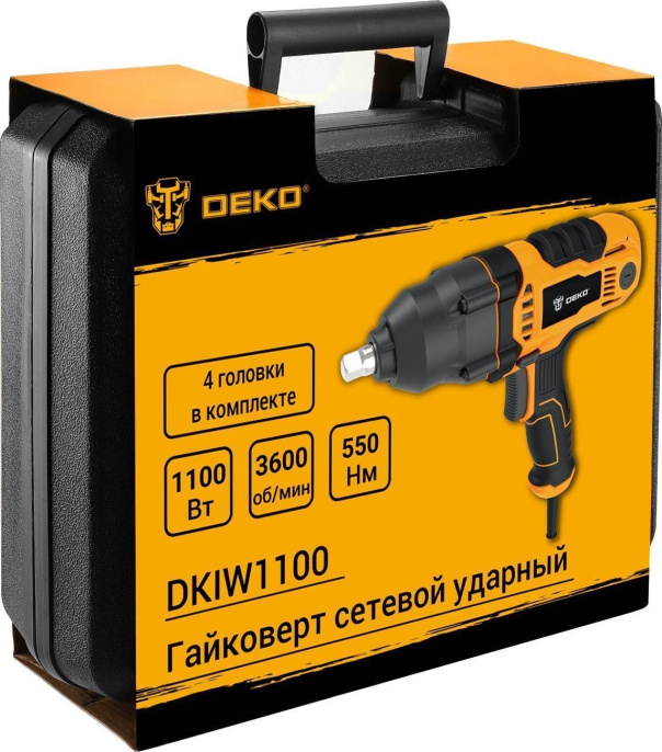 Гайковерт Deko DKIW1100 1100Вт патрон:квад.1/2" кейс в комплекте 063-3004
