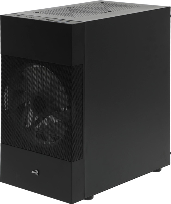 Корпус mATX Aerocool Atomic Lite-G-BK-v2, Mini-Tower, без БП, черный [accs-pv33123.11]