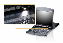 KVM консоль ATEN 16P CAT-5 HIGH DENSITY DUAL RAIL LCD KVM KL1516AM-AXA-RG