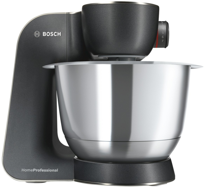 Кухонная машина Bosch MUM59N26DE 1000 Вт, объем чаши: 3.9 л, материал чаши: нержавеющая сталь, тип управления: кнопки, 7 уровней скорости, материал корпуса: пластик, цвет: нержавеющая сталь
