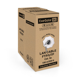 Кабель ExeGate UTP4-C5e-CCA-S26-IN-PVC-GY-100 UTP 4 пары кат.5e CCA, 0.41мм (26AWG), 100м, серый, PVC EX281818RUS
