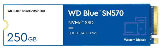 SSD накопитель WD Blue SN570 WDS250G3B0C 250ГБ, M.2 2280, PCIe 3.0 x4, NVMe, M.2