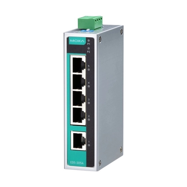 Промышленный неуправляемый коммутатор MOXA EDS-205A-T, 5 портов 10/100BaseT X , IP30, от -40 до 75°C, DIN-Rail