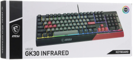 Клавиатура MSI GK30 Infrared черный/красный USB Multimedia for gamer LED подставка для запястий S11-04RUF01-CLA кабель 1.8м