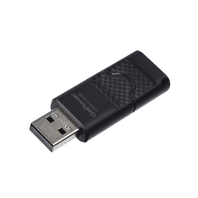 Флеш-накопитель GoPower SLIDER 32GB USB2.0 пластик черный матовый 1/50/1000