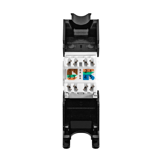 Модуль-вставка Keystone Jack RJ-45 ExeGate KJ-8P8C-U-C5e-180-TL (Кат.5e, неэкранированная, 180 градусов, IDC Toolless (без инструмента)) EX297343RUS