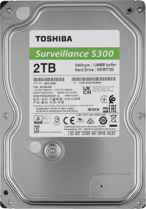 Жесткий диск Toshiba S300 HDWT720UZSVA,  2ТБ,  HDD,  SATA III,  3.5"
