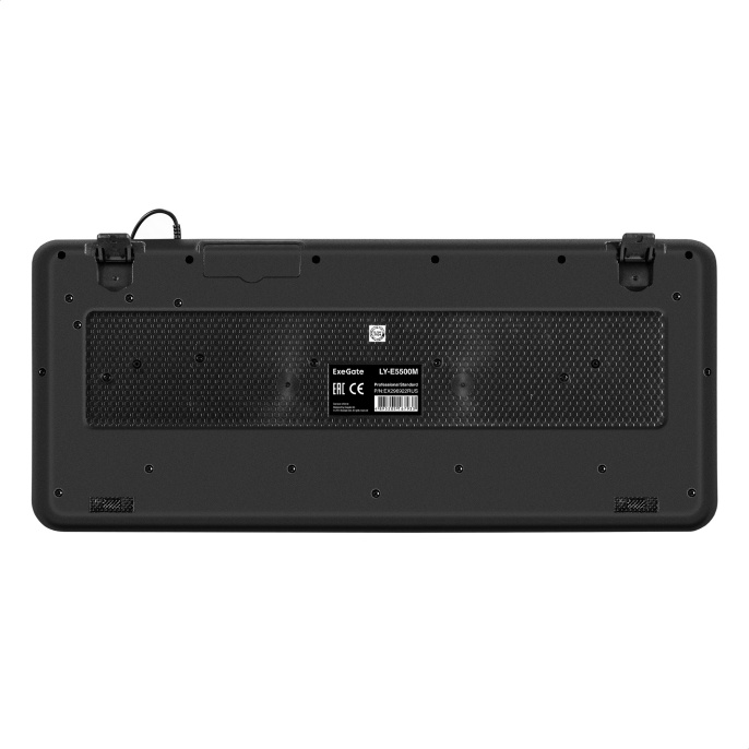Клавиатура ExeGate Professional Standard LY-E5500M USB, мультимедийная полноразмерная, влагозащищенная, 104кл., Enter большой, подставка под запястья, длина кабеля 1,35м, черная, Color Box EX296922RUS