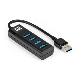 USB-Хаб (концентратор) 4-в-1 ExeGate DUB-4TP (кабель-адаптер USB3.0 --> 4xUSB3.0, Plug&Play, черный) EX296925RUS