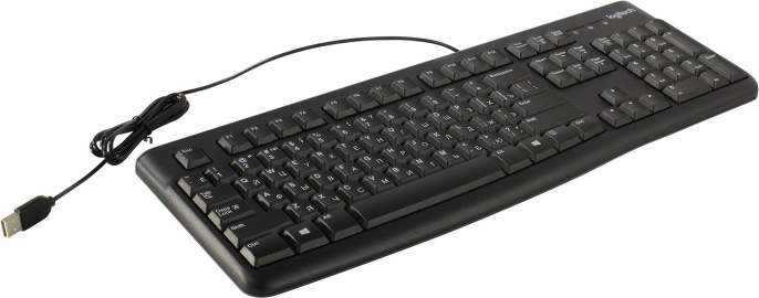 Клавиатура Logitech K120, USB, мембранная, с гравировкой, черный [920-002583]