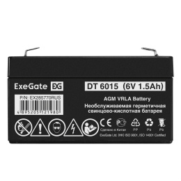 Аккумуляторная батарея ExeGate DT 6015-F1 (6V 1.5Ah, клеммы F1) EX285770RUS
