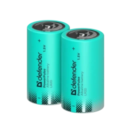 Батарейка алкалиновая LR20-2BL D, блистер, 2 шт., PowerPulse, Defender,56220