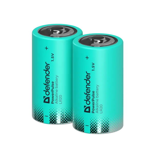 Батарейка алкалиновая LR20-2BL D, блистер, 2 шт., PowerPulse, Defender,56220