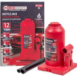 Бутылочный домкрат Forcekraft 12т с клапаном h min-217мм, h max-407мм FK-T91204 DS 26580