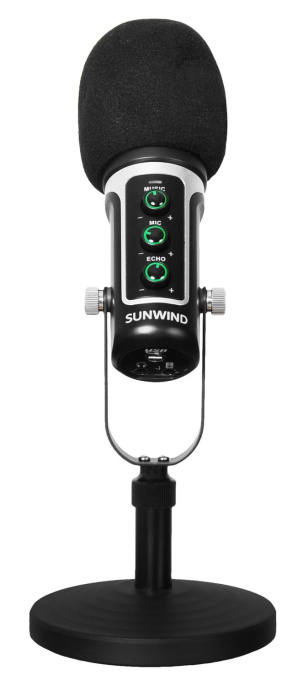 Микрофон проводной SunWind SW-SM500G 1.8м черный