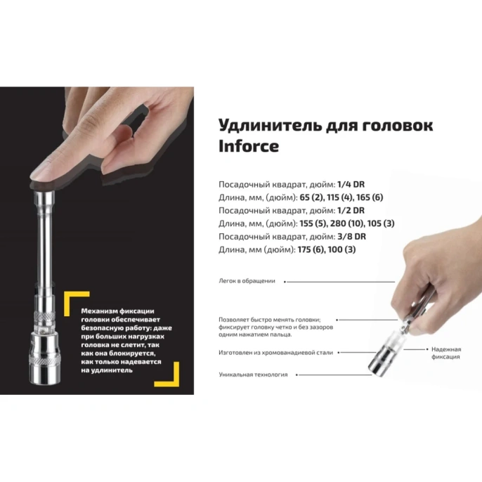 Набор инструментов Inforce 101 предмет 1/2 дюйма и 1/4 дюйма, Сталь Cr-V, Профессиональный, 06-07-15