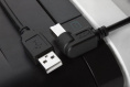 Greenconnect Кабель 1.0m USB 2.0, AM/BM угловой, черный, 28/28 AWG, экран, армированный, морозостойкий, GCR-UPC3M2-BB2S-1.0m