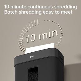 Уничтожитель бумаг Deli ET023,  с автоподачей,  P-4,  4х25 мм, 8 лист. одновременно, 15л