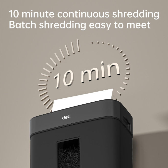 Уничтожитель бумаг Deli ET023,  с автоподачей,  P-4,  4х25 мм, 8 лист. одновременно, 15л