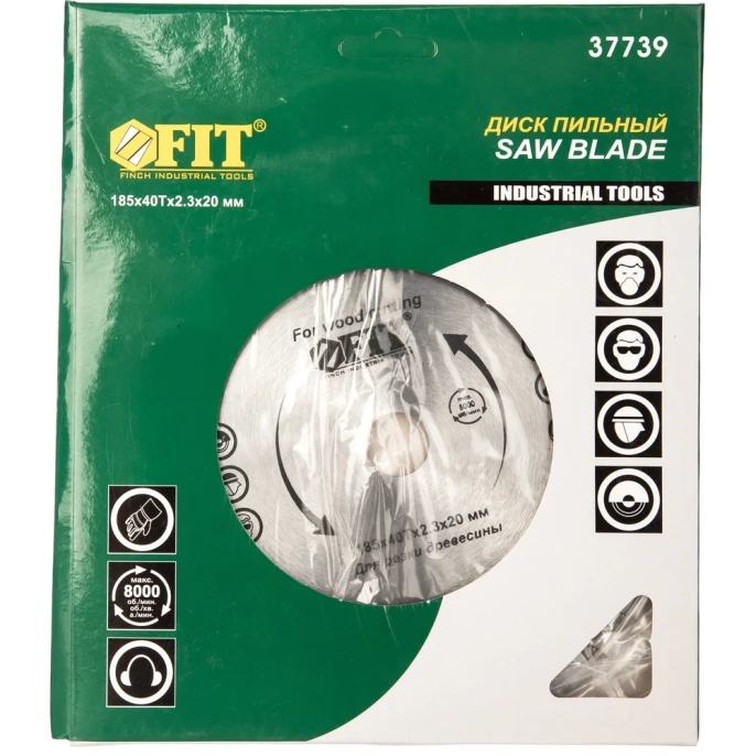 Диск пильный по дереву (185х20 мм; 40Т) для циркулярных пил Fit 37739