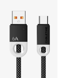 Кабель USB A CABLETIME CAP1J (CT-AMCM6A-PBW1.5) 1.5 м, черный, USB-A на USB-C для быстрой зарядки смартфонов