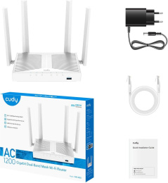 Wi-Fi роутер CUDY WR1300S, Wi-Fi 5, AC1200, 2.4/5ГГц, 4 LAN, белый