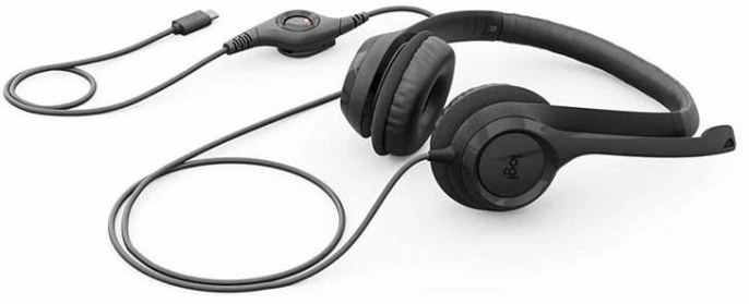 Гарнитура Logitech H390,  для контактных центров, накладные,  проводные, черный [981-001578]
