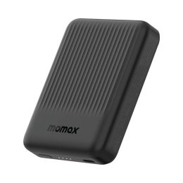 Внешний аккумулятор Momax IP122 Q.Mag Minimal 5000mAh Черный IP122D магнитный, функция быстрой зарядки, индикатор заряда, 2хUSB Type-C, совместимость: устройства Apple iOS iPhone 12–16 серий, Apple Watch и беспроводной зарядный чехол AirPods, совмести