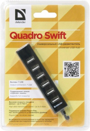 Хаб разветвитель Defender Quadro Swift, черный [83203]