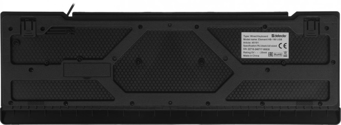 Клавиатура Defender Element HB-190, USB, мембранная,  черный [45191]