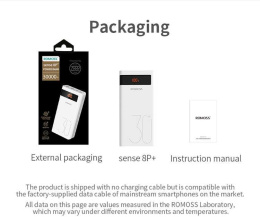 Мобильный аккумулятор Romoss Sense 8P+ 30000mAh QC3.0 18W 3A 2xUSB-A/USB-C белый