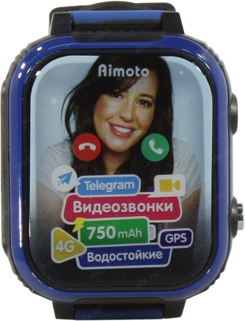 Смарт-часы Кнопка Жизни Aimoto Pro Indigo 4G, 1.44", черный/синий/черный/синий [9500102]