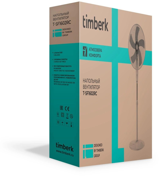Вентилятор напольный Timberk T-SF1602RC, белый