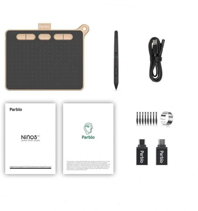 Графический планшет PARBLO Ninos S A6,  черный/розовый
