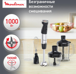 Блендер Moulinex DD67L810, погружной, серебристый/черный