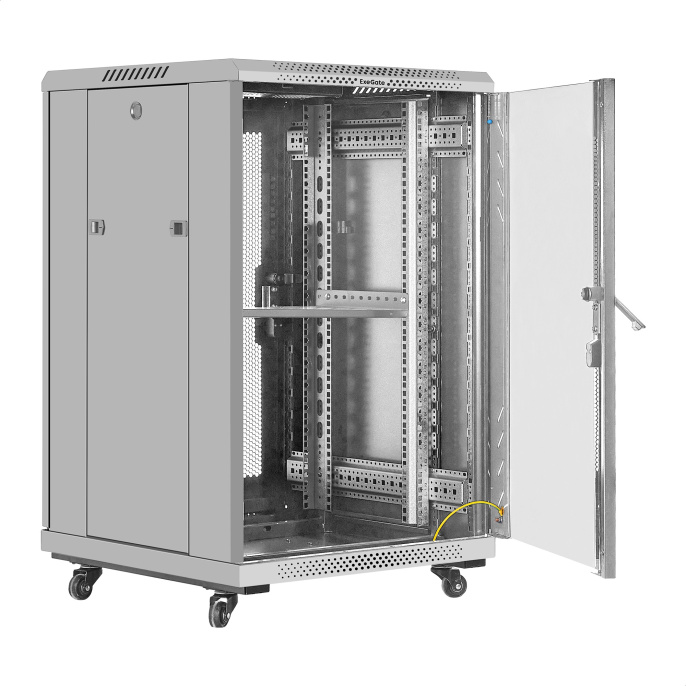 Шкаф телекоммуникационный 19" напольный 18U ExeGate EC-FS-18U.600.600.G.GREY 19”, 18U, 600x600x987mm ШхГхВ , передняя дверь закаленное стекло, задняя перфорированная дверь, EX300401RUS