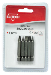 Набор бит Elitech 1820.069100 5пред. для шуруповертов