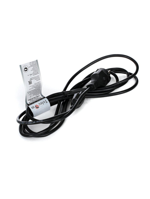 VCOM Кабель питания для ноутбуков, 3-pin, с заземлением, прямой 220V 3m Telecom TP022-3.0-BK