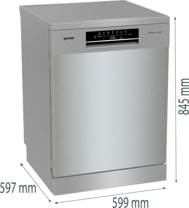 Посудомоечная машина Gorenje GS642E90X 2 корзины , полноразмерная, напольная, 59.9см, загрузка 13 комплектов, серебристая