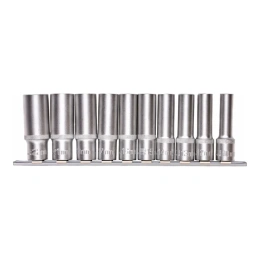 Набор удлиненных торцевых головок 1/2", 6-ти гр CrV, 10-22 мм, 10 шт. STELS 13603