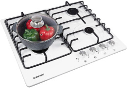 Газовая варочная панель NORDFROST HS 6040 W, 4 конфорки, эмалированная сталь, белый