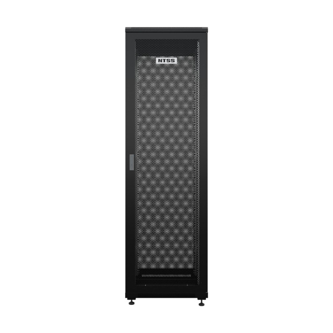 NTSS Шкаф напольный универсальный серверный NTSS R 18U 600х600мм, 4 профиля 19, двери перфорированная и перфорированная, боковые стенки съемные, регулируемые опоры, разобранный, черный RAL 9005 NTSS-R