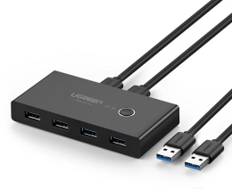 Разветвитель портов UGREEN US216 30768 2 In 4 Out USB 3.0 Sharing Switch Box. Цвет: черный