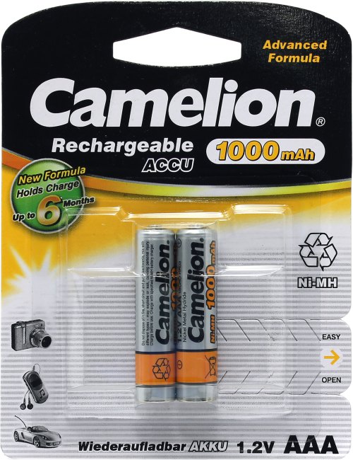 Аккумулятор Camelion AAA-1000mAh Ni-Mh BL-2 NH-AAA1000BP2,1.2В 2шт в упаков